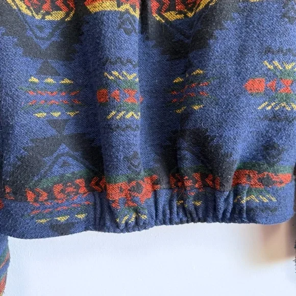 Blu Pepper Southwestern Aztec Print Moto Jacket Blue Medium BoHo Tribal - Picture 8 of 8